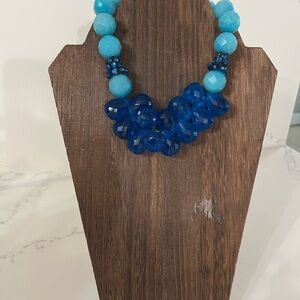 Elegant Blue Beaded Necklace and Earrings